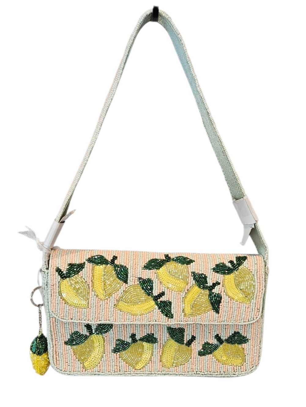 NWT Viral Beaded Lemon Shoulder Bag & Matching Lemon Charm - Cottagecore Trendy - Picture 3 of 16